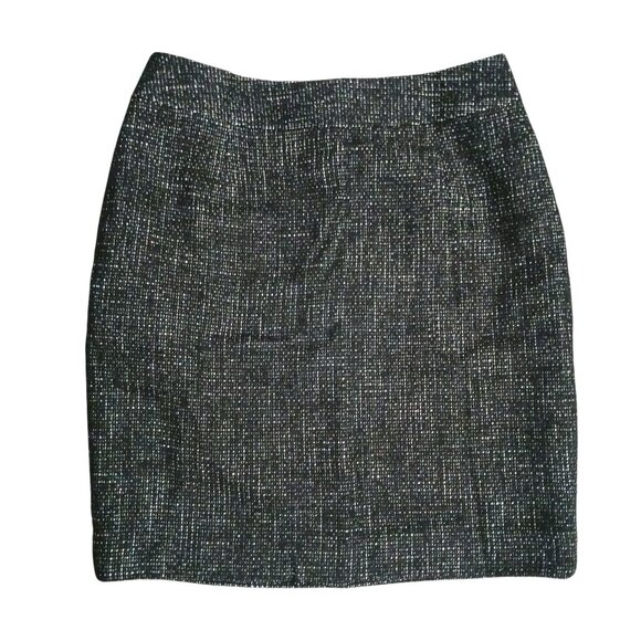 Halogen Black/White Tweed Wool Blend Mini Skirt, Size 2, Back Zipper - Picture 1 of 8